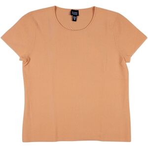 Eileen Fisher Tee Womens S Peach Orange Textured Viscose Knit Short Sleeve Shirt